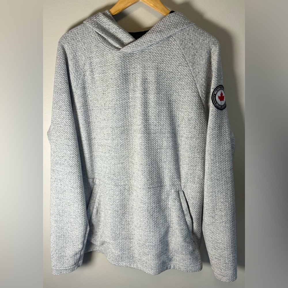 Bauer Hockey Mens L Grey Waffle Knit Hoodie Sweater Stretch Sz L Molson Canadian